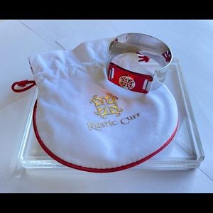 Rustic Cuff - Silver and Red